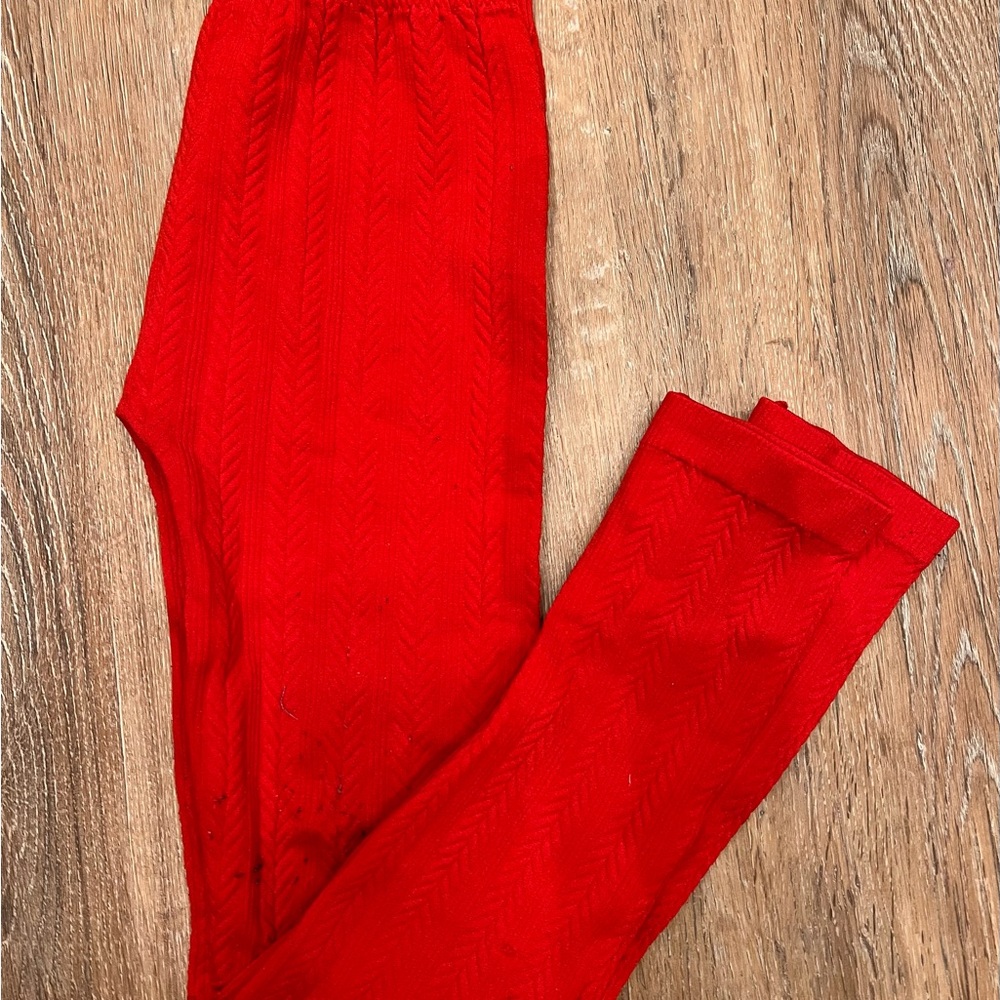Bright Red Patterned Leggings